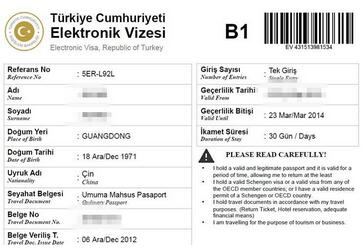 土耳其电子签证模板